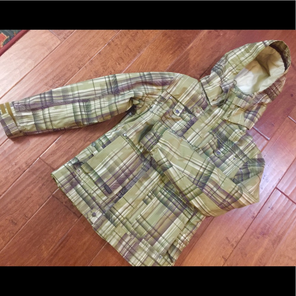 Men’s Oakley green black white plaid ski jacket M